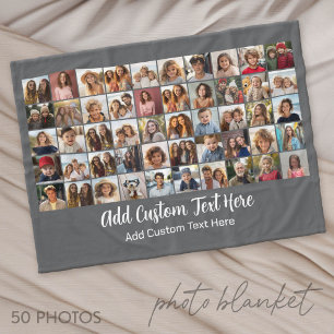 Couverture Polaire Grille de collage de 50 photos - Texte de script -