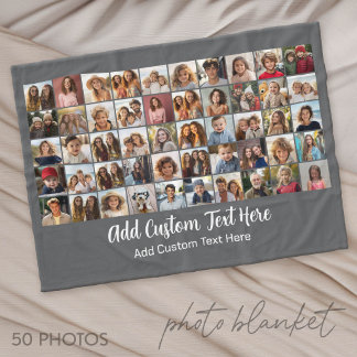 Couverture Polaire Grille de collage de 50 photos - Texte de script -