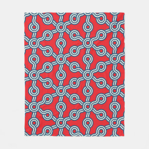 Couverture Polaire Grille hexagonale, bleu rouge, motif géométrique.
