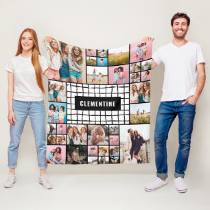 Couverture Polaire Grille noire blanche 34 photo moderne minimaliste