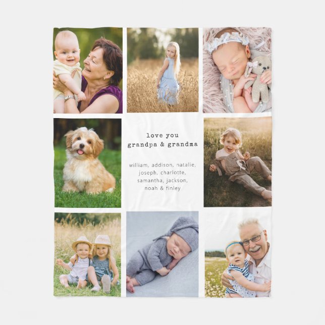 Couverture Polaire Grille photo Minimalist Love You Grand-père & Gran (Devant)