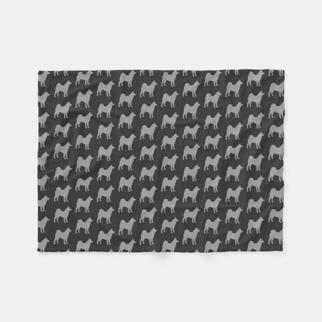 Couverture Polaire Gris de motif de silhouettes d'Akita (Devant (Horizontal))