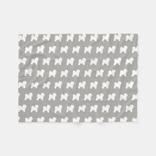 Couverture Polaire Gris de motif de silhouettes de Bichon Frise (Devant (Horizontal))