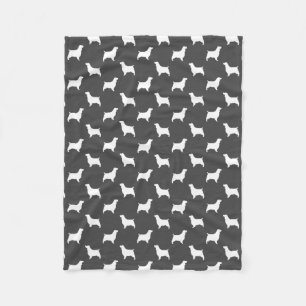 Couverture Polaire Gris de motif de silhouettes d'épagneul de