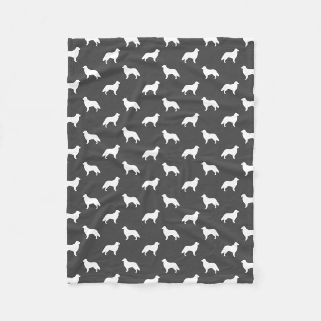Couverture Polaire Gris enduit plat de motif de silhouettes de chien (Devant)