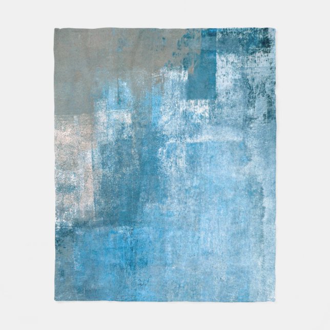 Couverture Polaire Gris et Bleu Art Abstrait Peinture abstraite, pein (Devant)