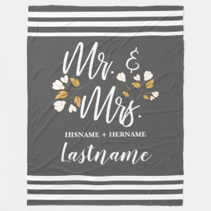 Couverture Polaire Gris Gris Simples Typographie Nom de famille