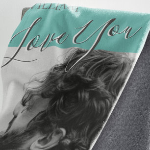 Couverture Polaire Gris Moderne Et Turquoise I Love You Photo