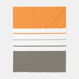 Couverture Polaire Gris orange moderne rayures automnales