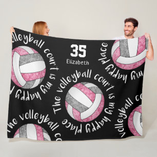 Couverture Polaire gris rose le terrain de volley est mon endroit heu