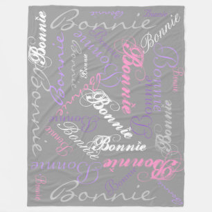 Couverture Polaire Gris, Rose, Orchidée, Lavande, Collage de nom de p