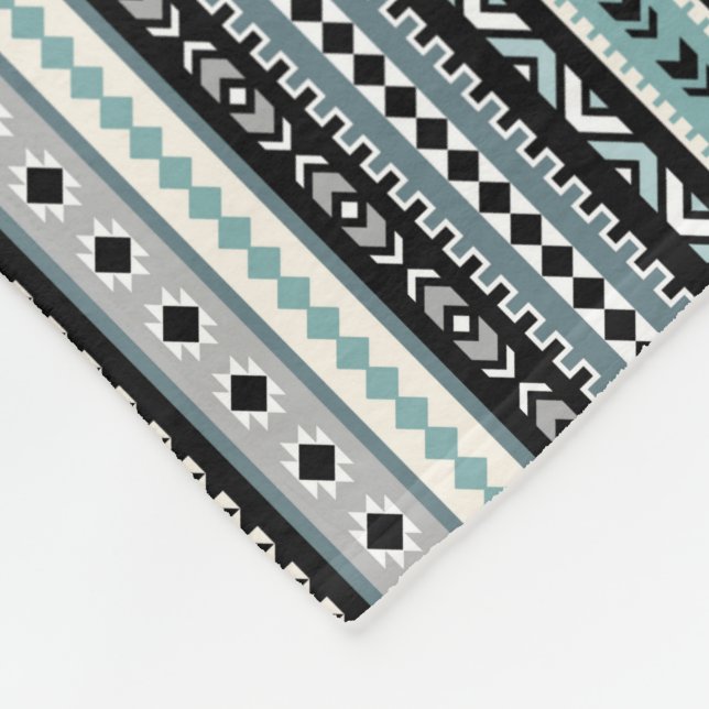 Couverture Polaire Gris tribal aztèque de noir d'Aqua de motif (Coin)