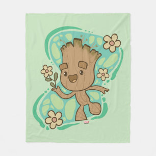 Couverture Polaire Groot aux fleurs jaunes