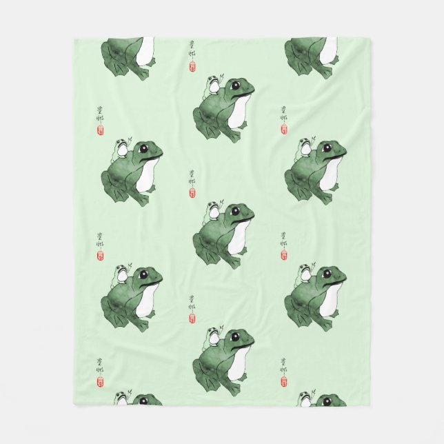 Couverture Polaire Grosse grenouille Petit crapaud japonais 19e siècl (Devant)