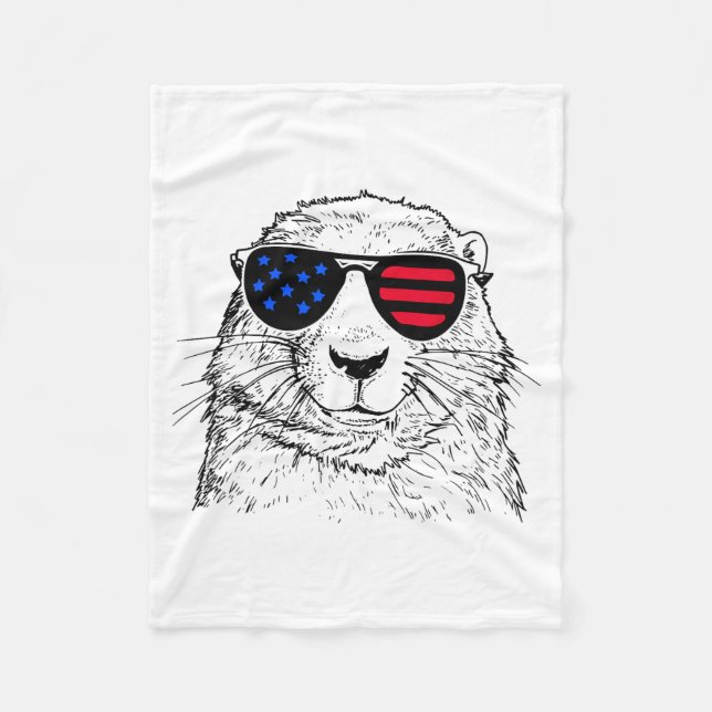 Couverture Polaire Groundhog 4th July America Usa Flag For Women Kids (Devant)