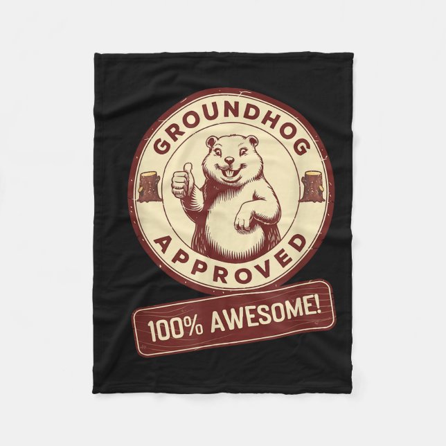 Couverture Polaire Groundhog Approved 100% Awesome Funny Vintage  (Devant)