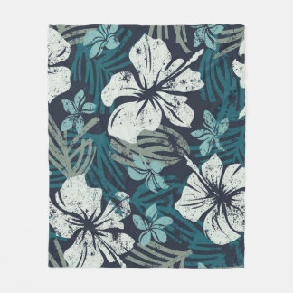 Couverture Polaire Grunge Hibiscus, Papier peint Floral Tropical.