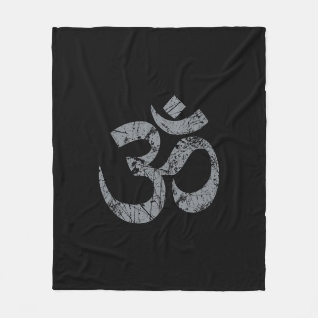 Couverture Polaire Grunge OM Symbole Spiritualité Yoga (Devant)