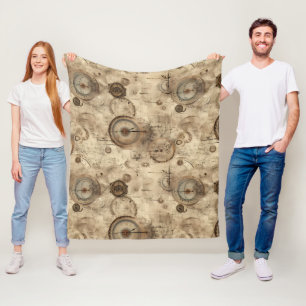 Couverture Polaire Grunge Rustic Steampunk Horloge (11)