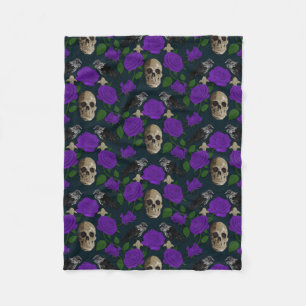 Couverture Polaire Grungy gothique foncé Vins Roses Corbeau crâne vio