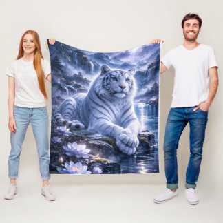 Couverture Polaire Guardian White Tiger – Silent Strength and Gentle 