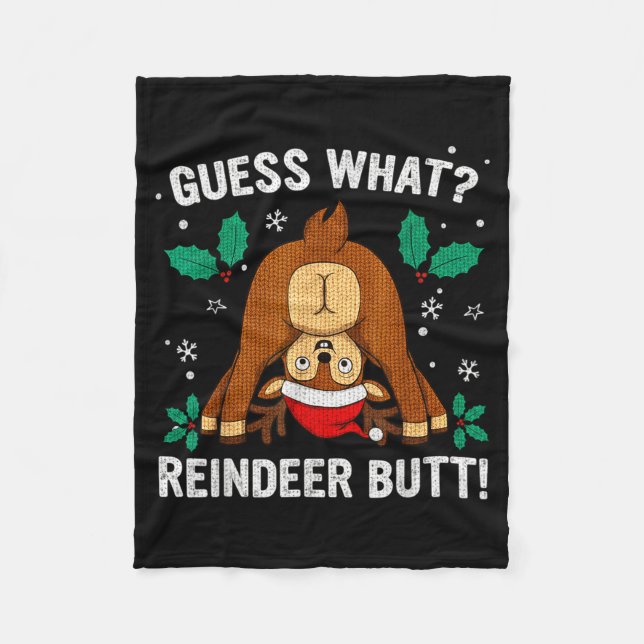 Couverture Polaire Guess What Reindeer Bu-tt Funny Christmas Family C (Devant)