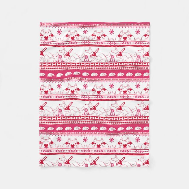 Couverture Polaire Guide Chien Conte Berger Allemand Motif - Rouge - (Devant)