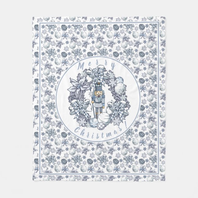 Couverture Polaire Guirlande de casse-noix de Noël blanc (Devant)