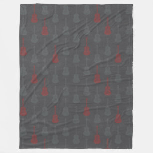 Couverture Polaire Guitare acoustique grungeuse polka gris rouge