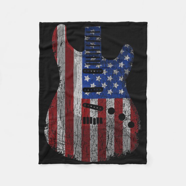Couverture Polaire Guitare Américaine Drapeau Funny Guitariste Usa 4è (Devant)