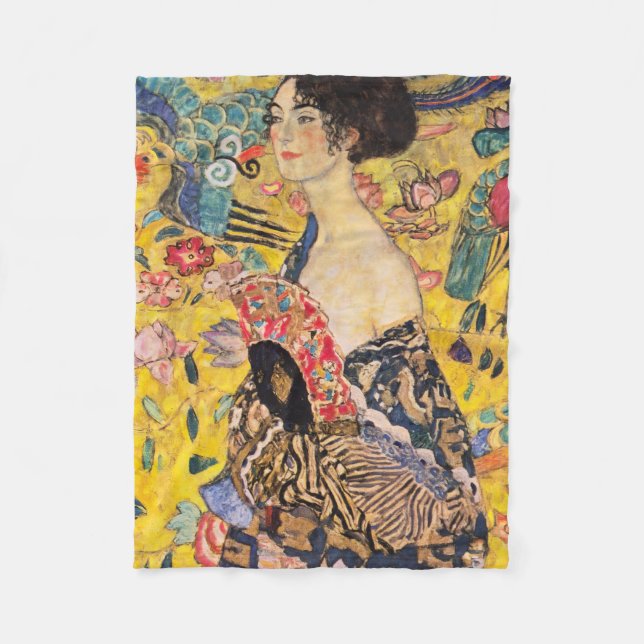 Couverture Polaire Gustav Klimt - Dame avec ventilateur (Devant)