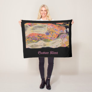 Couverture Polaire Gustav Klimt Water Serpents célèbre peinture rose