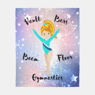 Couverture Polaire Gym Star Deep Blonde, Yeux Hazel, Leo Turquoise