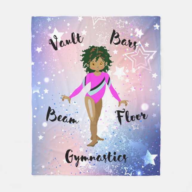 Couverture Polaire Gym Star Hispanique, Yeux Brown, Fuchsia Leotard (Devant)