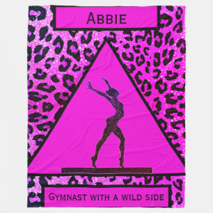 Couverture Polaire Gymnaste avec un côté sauvage rose léopard Gymnast