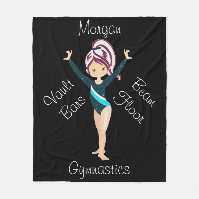 Couverture Polaire Gymnastique Berry Stripe, Yeux Brown, Léotard Turq (Devant)