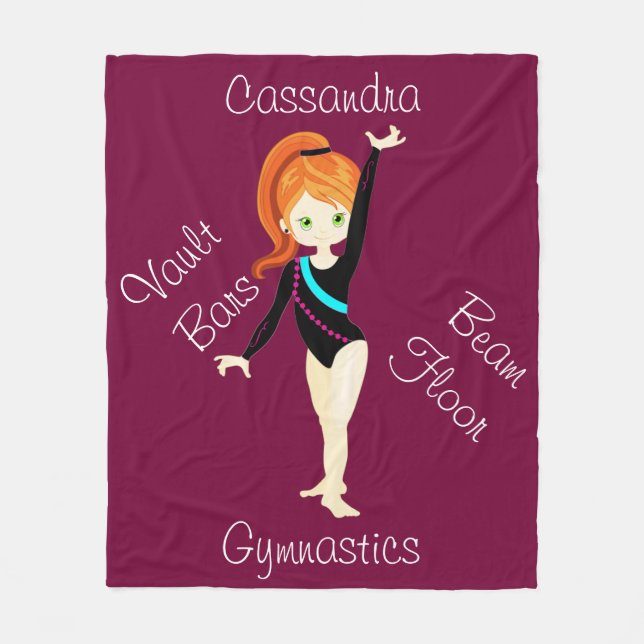 Couverture Polaire Gymnastique Cheveux de gingembre, Yeux verts, Lion (Devant)