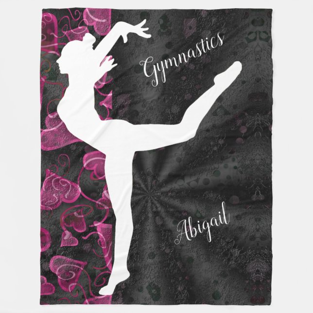 Couverture Polaire Gymnastique Noir, Blanc et Rose (Devant)