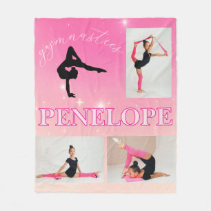 Couverture Polaire Gymnastique rose Gradient 3 Photo personnalisée