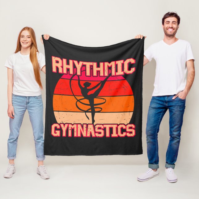 Couverture Polaire Gymnastique rythmique dérangée orange et rouge (En situation)