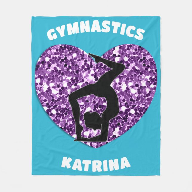Couverture Polaire Gymnastique Turquoise et violet Personnalisée (Devant)