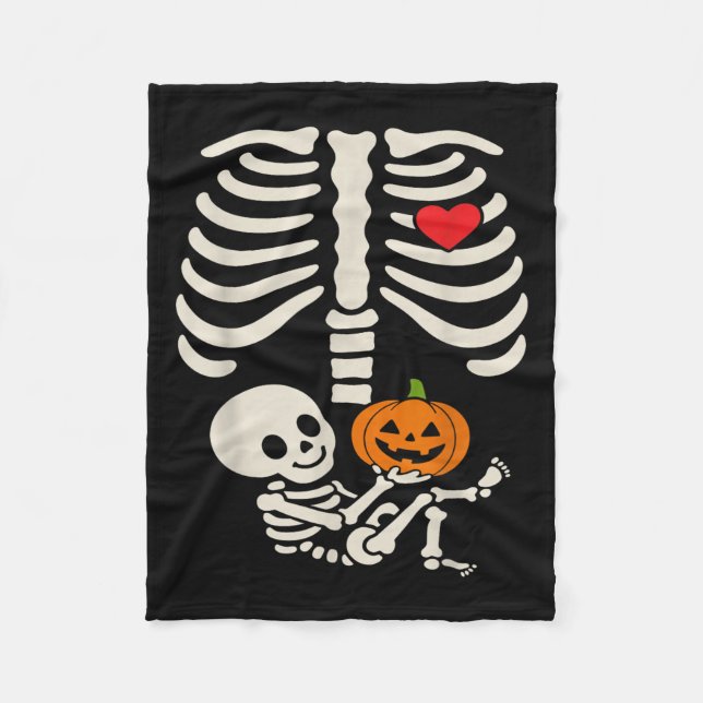 Couverture Polaire Halloween Baby Skeleton Heart Pregnancy Outfit  (Devant)
