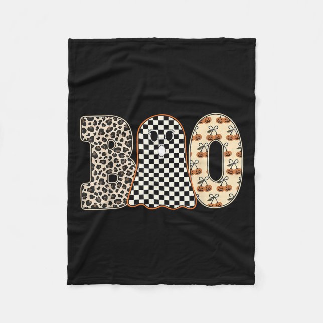 Couverture Polaire Halloween Boo Ghost Leopard Cerises À damiers Sok (Devant)