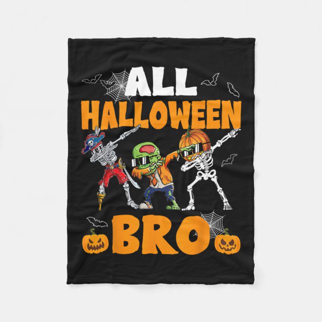 Couverture Polaire Halloween Bro Dabbing Skeleton Jack-o'-lantern Boy (Devant)