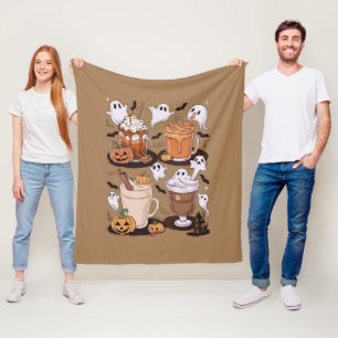 Couverture Polaire Halloween Café Cute Fall Iced Café Lover Cadeau