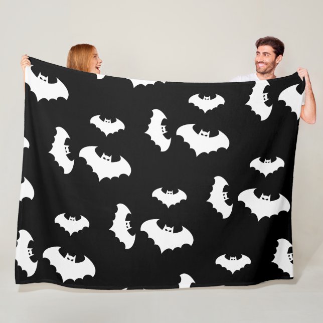 Couverture Polaire Halloween chauves-souris noires Motif effroi Éffra (En situation)