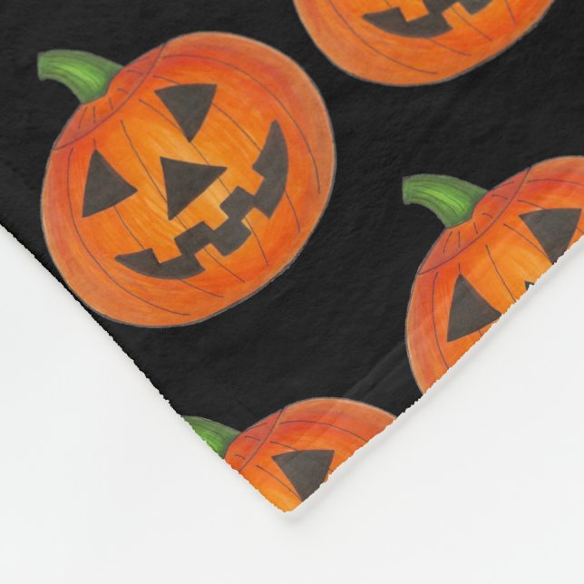 Couverture Polaire Halloween Citrouille noir orange Jack o' Lantern (Coin)
