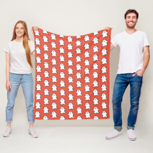 Couverture Polaire Halloween classique orange et fantôme blanc
