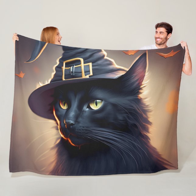 Couverture Polaire Halloween de chat noir (En situation)