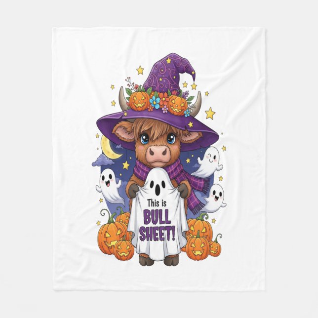 Couverture Polaire Halloween de la vache des Highlands (Devant)